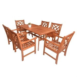 Pemberly Row 7 Piece Wood Patio Dining Set