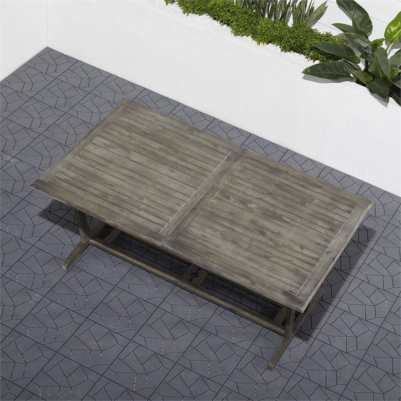 Pemberly Row Extendable Patio Dining Table in Gray