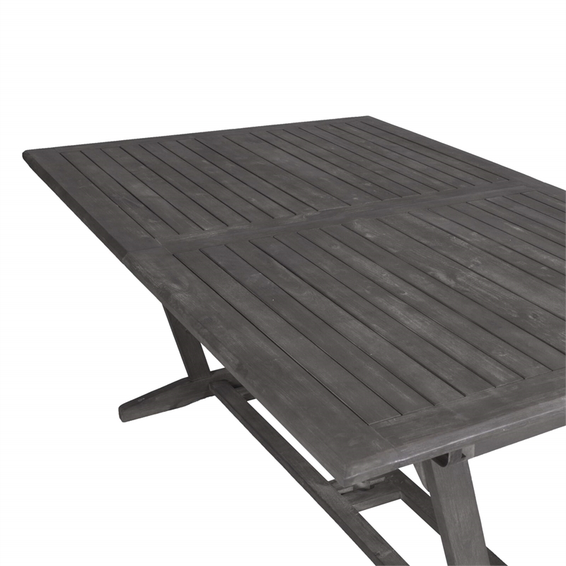 Pemberly Row Extendable Patio Dining Table in Gray