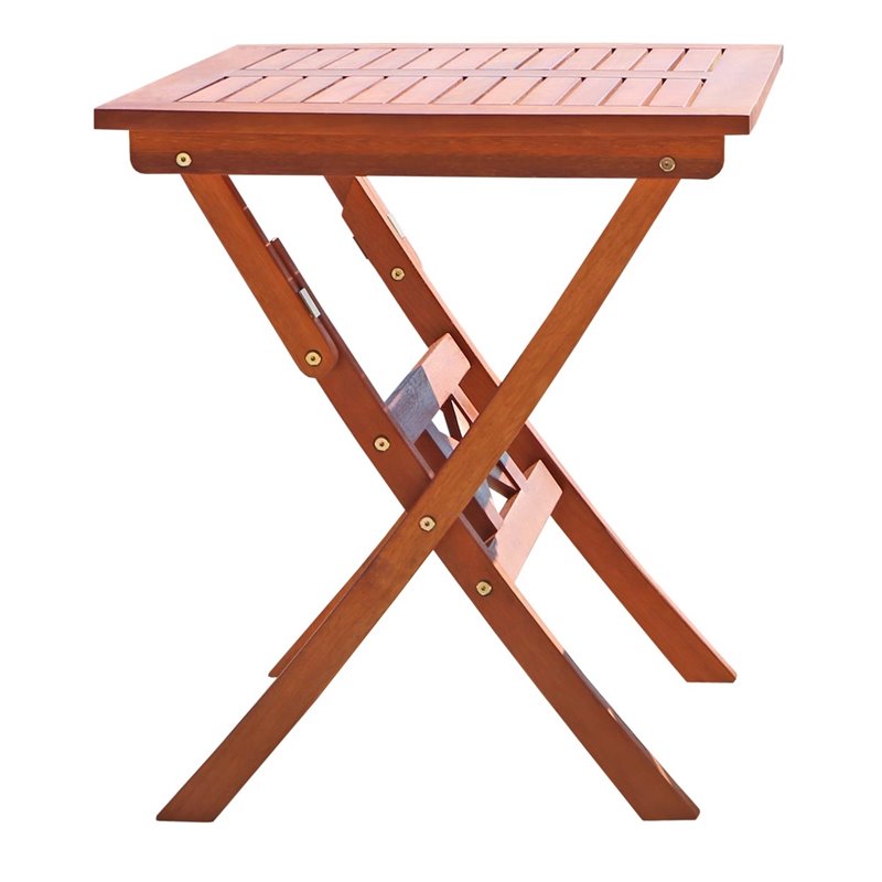Pemberly Row Traditional Wood Outdoor Folding Bistro Table in Natural