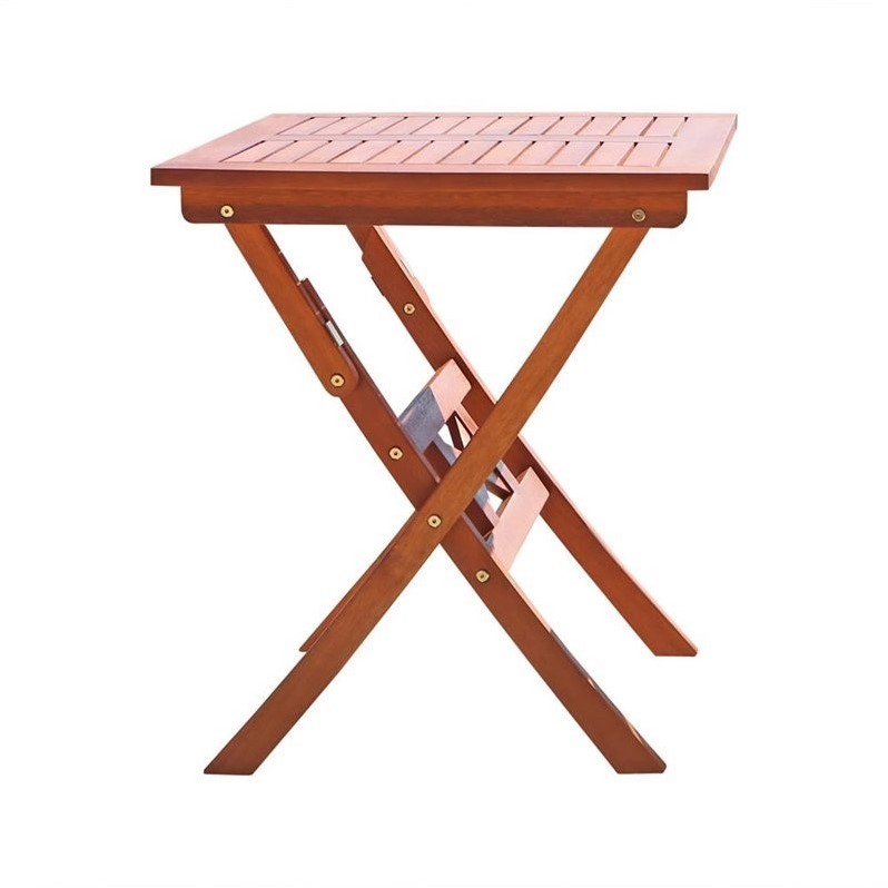 Pemberly Row Traditional Wood Outdoor Folding Bistro Table in Natural