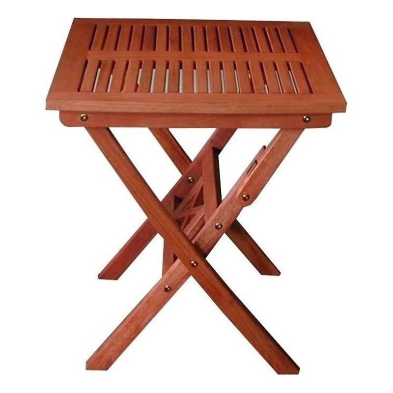 Pemberly Row Traditional Wood Outdoor Folding Bistro Table in Natural