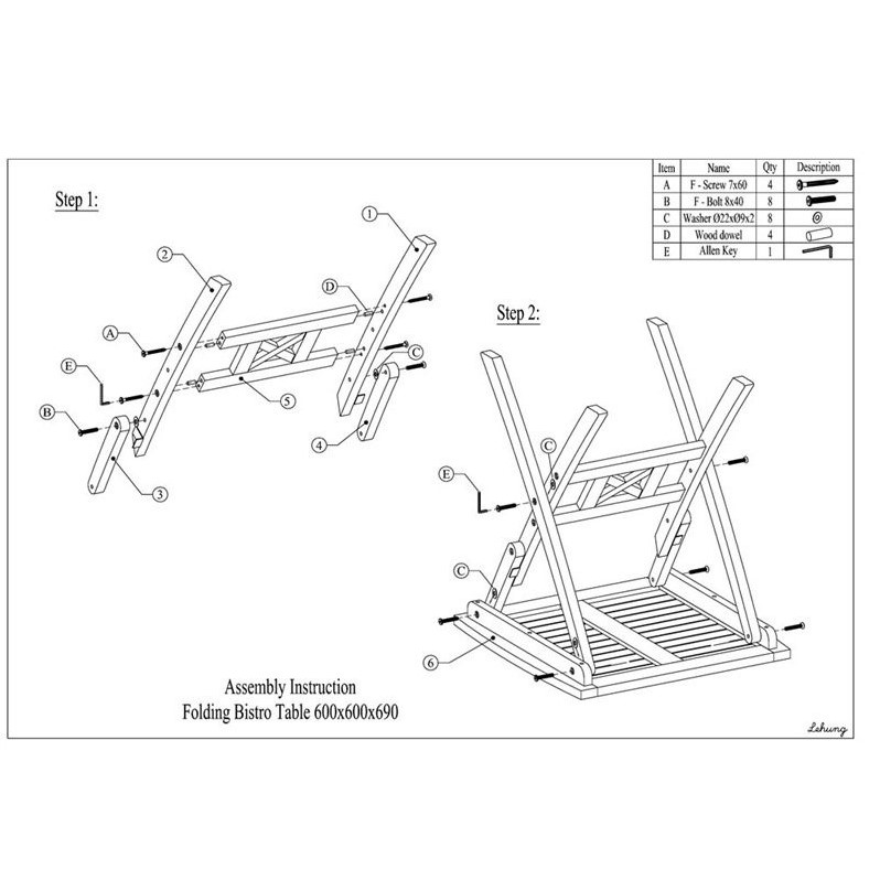 Pemberly Row Traditional Wood Outdoor Folding Bistro Table in Natural