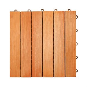 Pemberly Row Eucalyptus Interlocking Deck Tile - 6 Slats (Set of 10)