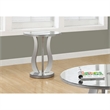 Pemberly Row Contemporary Metal and Glass End Table in Silver