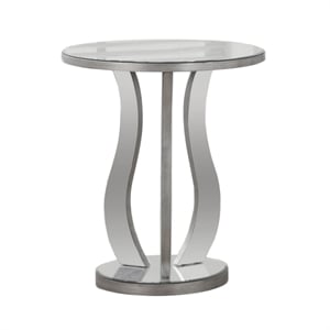 Pemberly Row Contemporary Metal and Glass End Table in Silver