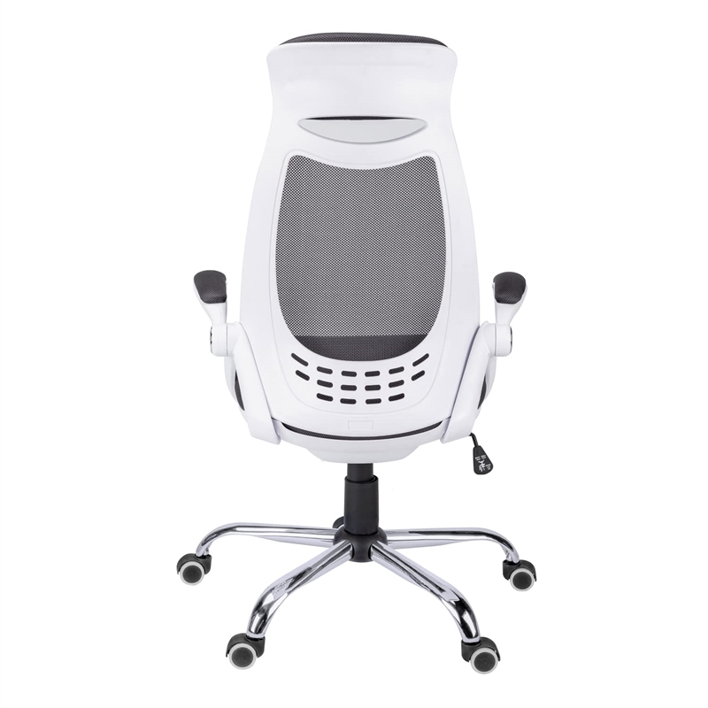 Pemberly Row Adjustable High Back Office Chair in White and Gray