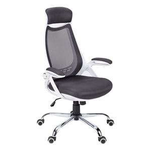 Pemberly Row Adjustable High Back Office Chair in White and Gray