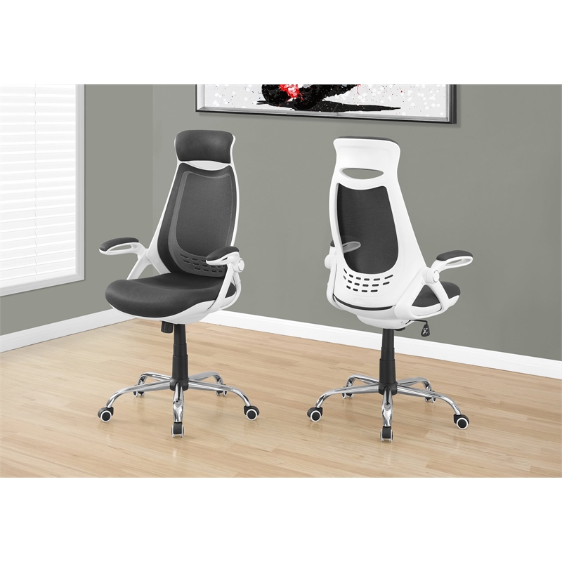 Pemberly Row Adjustable High Back Office Chair in White and Gray