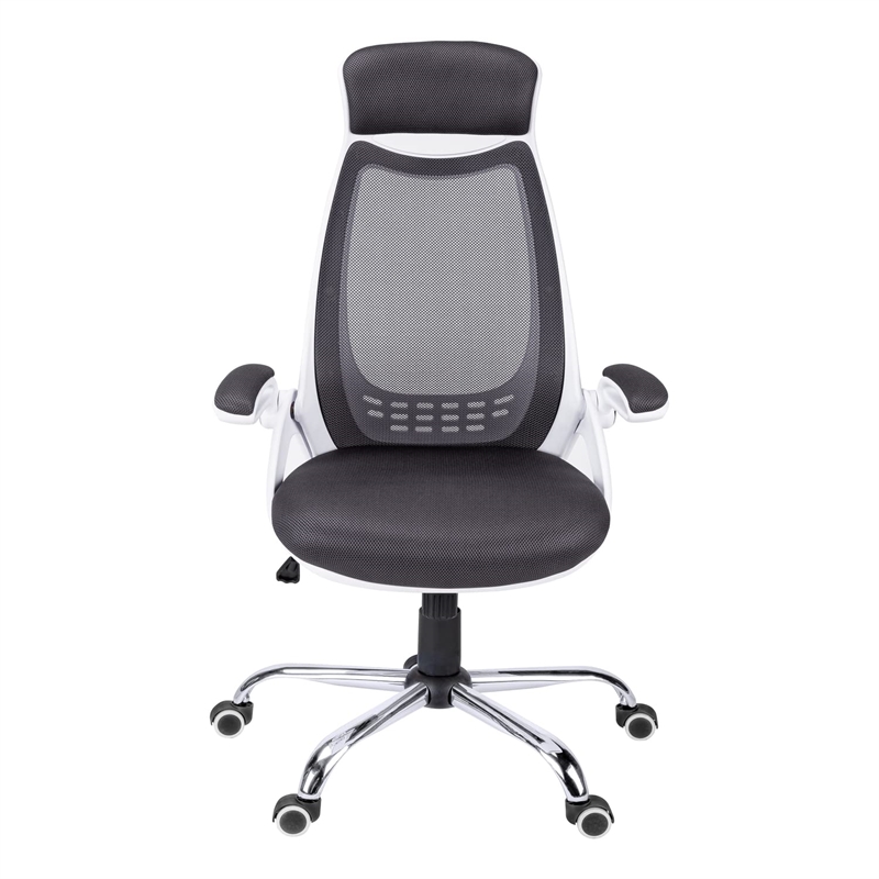 Pemberly Row Adjustable High Back Office Chair in White and Gray