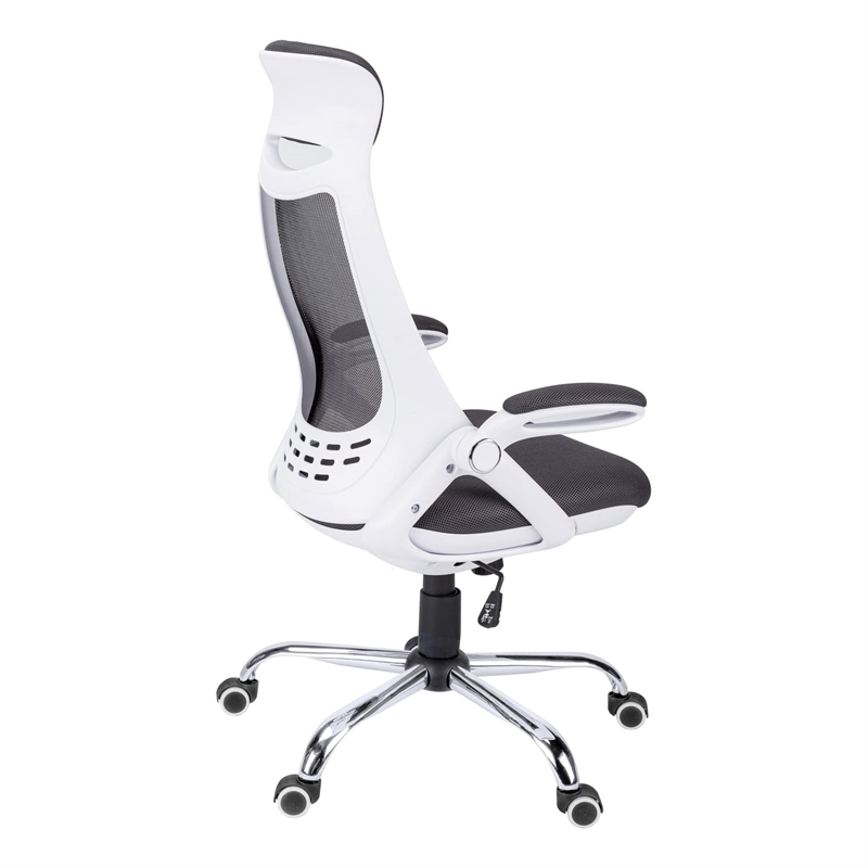 Pemberly Row Adjustable High Back Office Chair in White and Gray