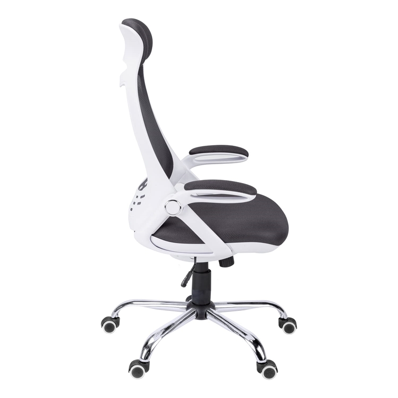 Pemberly Row Adjustable High Back Office Chair in White and Gray