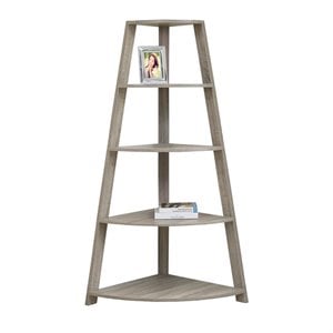 Pemberly Row 4 Shelf Corner Bookcase in Dark Taupe