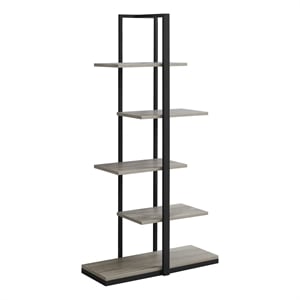 Pemberly Row 5 Shelf Metal Bookcase in Dark Taupe and Black