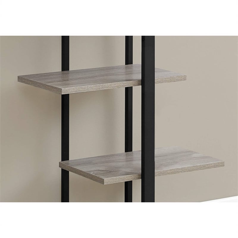 Pemberly Row 5 Shelf Metal Bookcase in Dark Taupe and Black