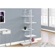 Pemberly Row 5 Shelf Metal Bookcase in White and Silver