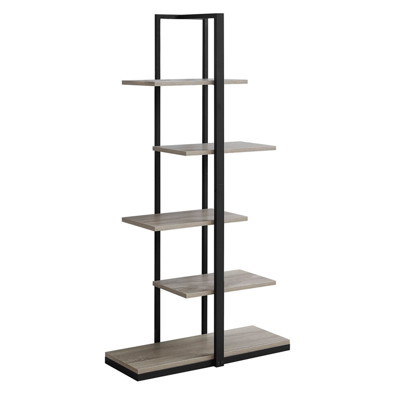 Pemberly Row 5 Shelf Metal Bookcase in White and Silver