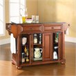 Pemberly Row Traditional Wood Kitchen Island with Granite Top in Cherry