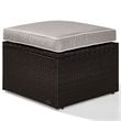 Pemberly Row Wicker Patio Ottoman with Gray Cushions