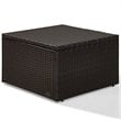 Pemberly Row Wicker Patio Ottoman with Gray Cushions