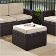 Pemberly Row Wicker Patio Ottoman with Sand Cushions