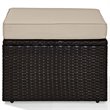 Pemberly Row Wicker Patio Ottoman with Sand Cushions