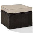 Pemberly Row Wicker Patio Ottoman with Sand Cushions