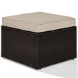 Pemberly Row Wicker Patio Ottoman with Sand Cushions