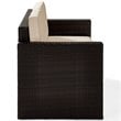 Pemberly Row Wicker Patio Loveseat In Brown with Sand Cushions