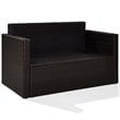 Pemberly Row Wicker Patio Loveseat In Brown with Sand Cushions
