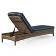 Pemberly Row Wicker Patio Chaise Lounge in Brown and Navy