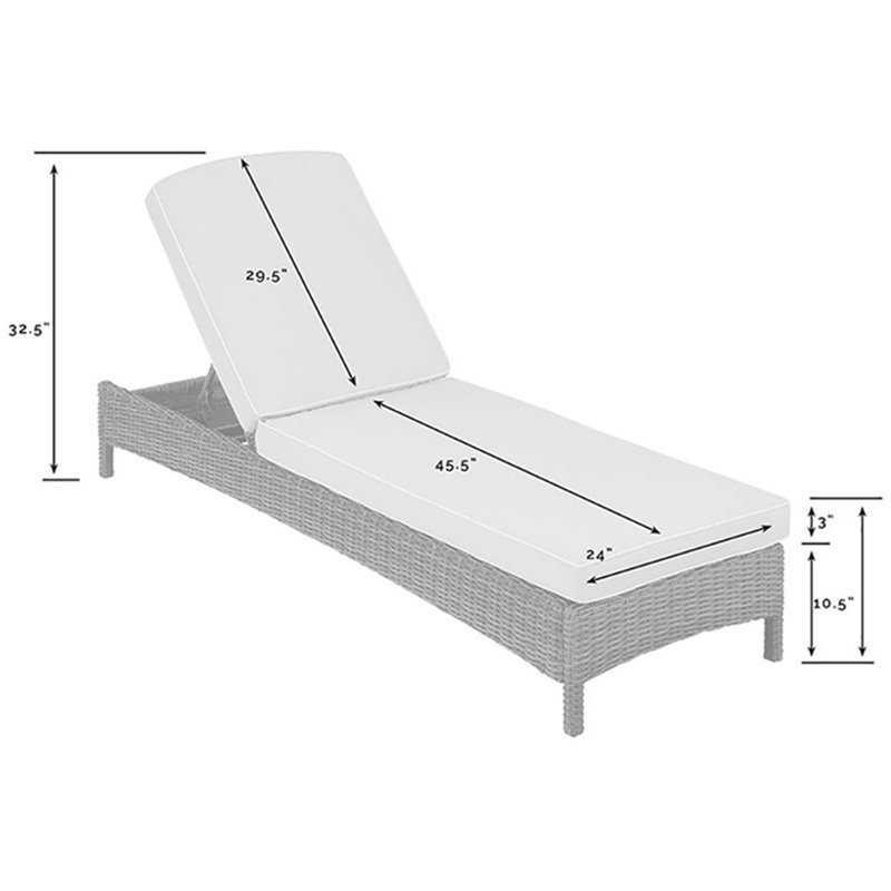 Pemberly Row Wicker Patio Chaise Lounge in Brown and Sand