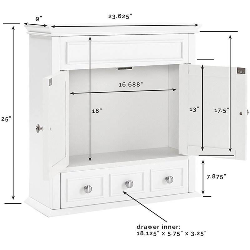 Pemberly Row Medicine Cabinet in White