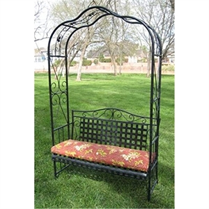Pemberley Row Wrought Iron Antique Black Outdoor Bench Rectangular UV Fading Protection 87&quot Unassembled