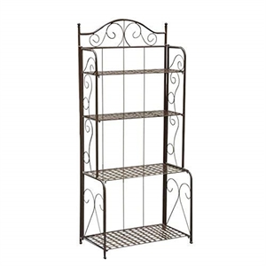 Pemberly Row 4 Tier Iron Bakers Rack in Matte Brown