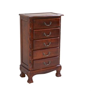 pemberly row 5 drawer jewelry armoire in walnut stain