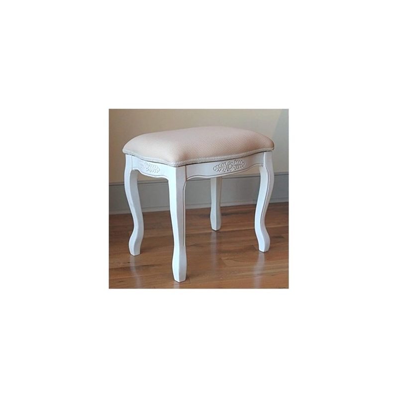 Pemberly Row Vanity Stool in Antique White
