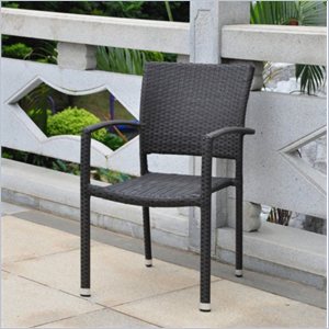Pemberly Row Patio Dining Chair in Black (Set of 2)