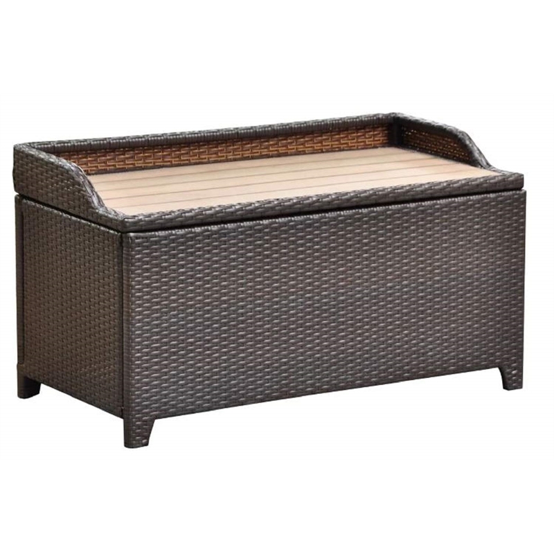 Pemberly Row Patio Storage Bench in Chocolate