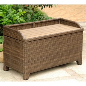 Pemberly Row Patio Storage Bench in Antique Brown