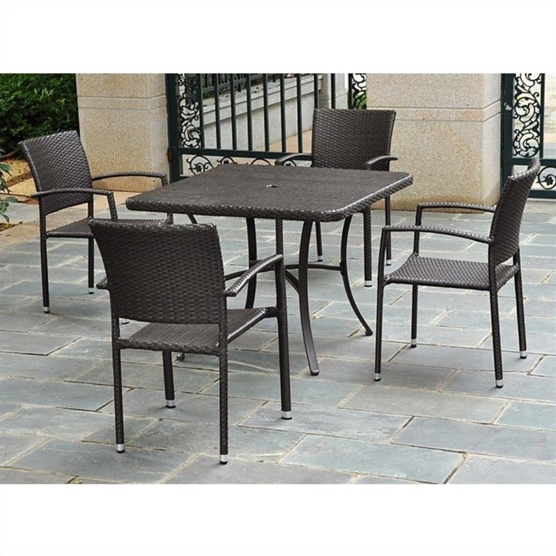 Pemberly Row Patio Dining Table in Chocolate