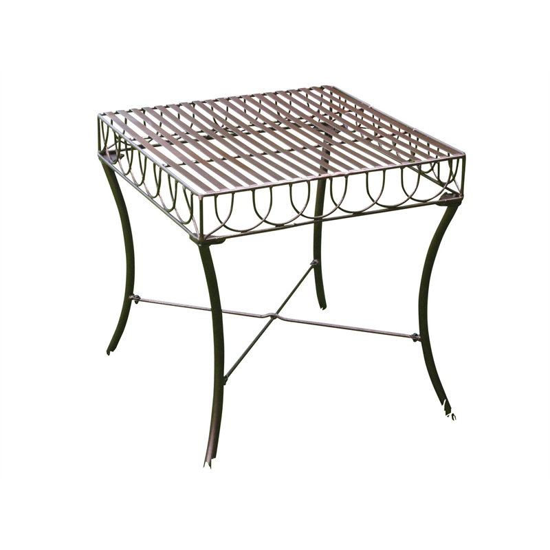 Pemberly Row Powder Coated Iron Metal Patio Side Table in Bronze