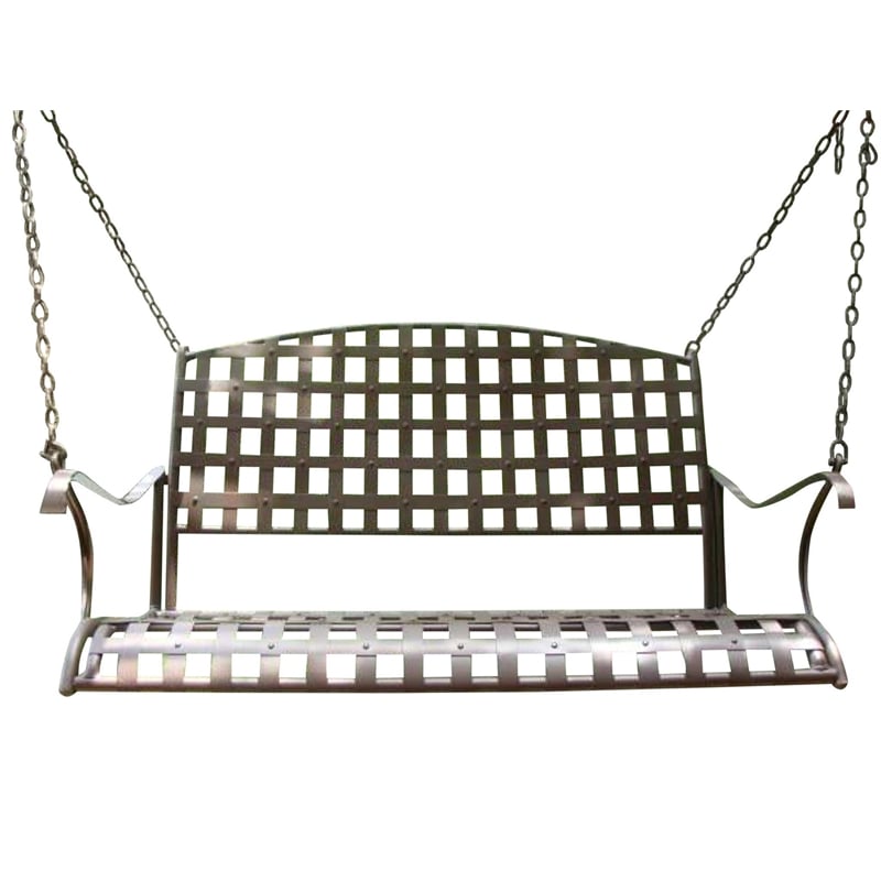 Pemberly Row Iron Hanging Patio Porch Swing in Brown