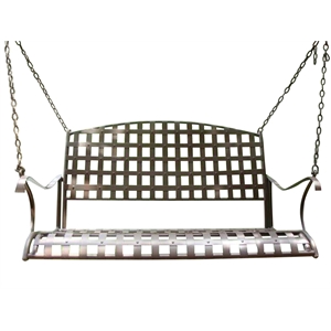 Pemberly Row Iron Hanging Patio Porch Swing in Brown