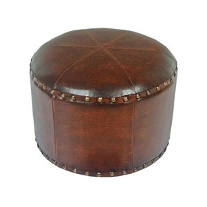 Pemberly Row Faux Leather Stool in Brown