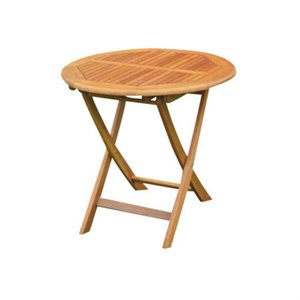 Pemberly Row 28&quot Wood Round Folding Patio Table