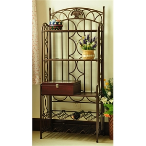 Pemberly Row Iron Bakers Wine Rack in Bronze