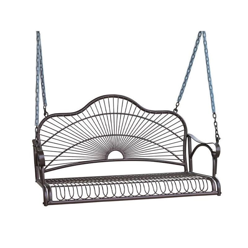 Pemberly Row Iron Patio Porch Swing in Bronze