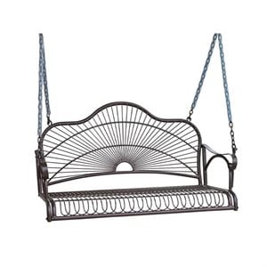 pemberly row iron patio porch swing in bronze