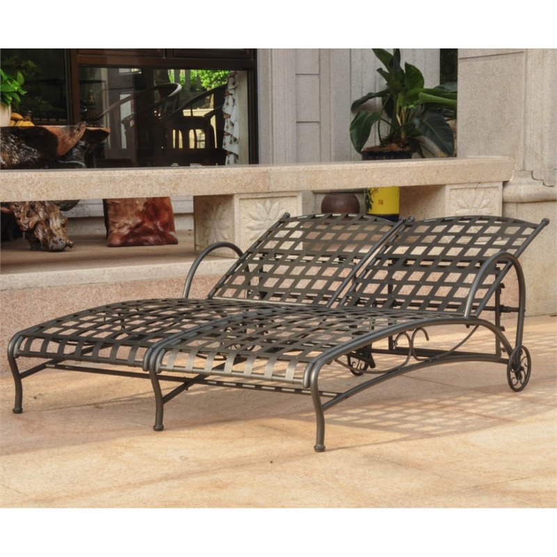 Pemberly Row Double Patio Chaise Lounge in Black